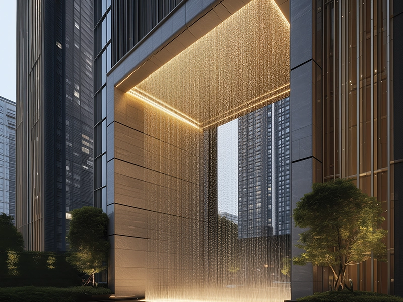 Water Curtain with Feature Wall at Tower Drop Off